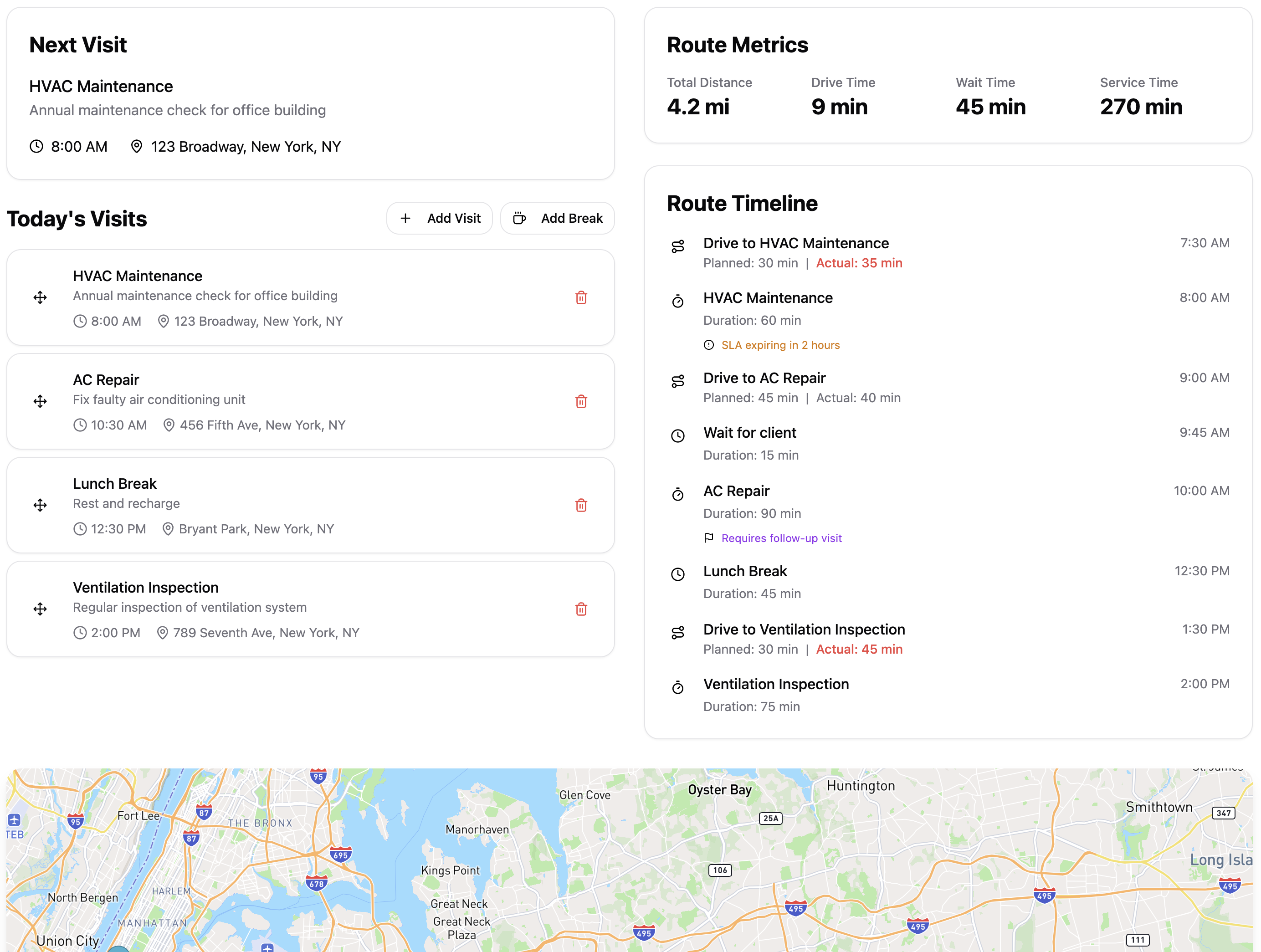 A screenshot of an example UI for employees