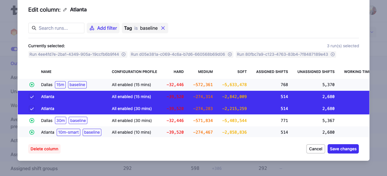 Dialog to configure a group of datasets, showing filtering by tag